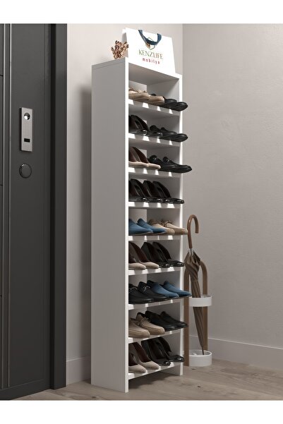 Kenzlife Ayakkabılık Mısri Mat Beyaz Suntalam 140*040*20 Onsekiz Çift Ayakkabı Kapasitesi Arkalıksız