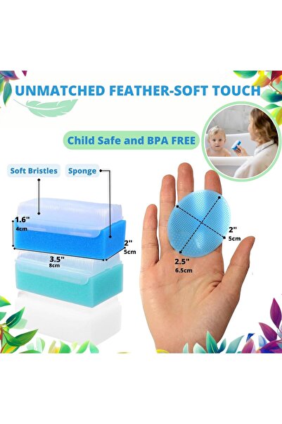 erorex Baby Bath Sponges Newborns Gentle Cradle Cap Brush Comb Set Hypoallergenic Bath Sponges Sensitive