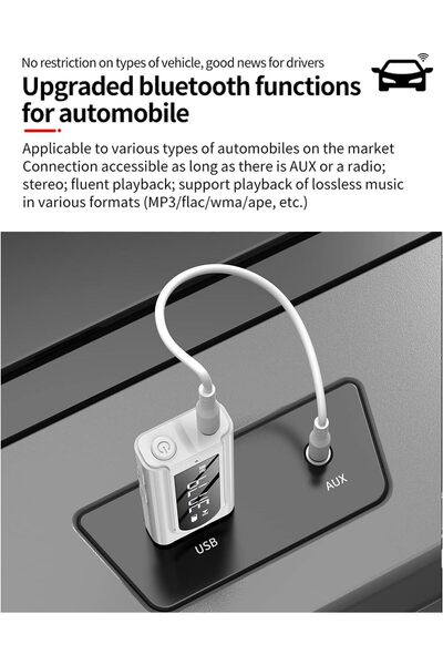 erorex جهاز إرسال واستقبال بلوتوث USB بشاشة LCD، 3 1 جهاز إرسال واستقبال بلوتوث 5.0 يدعم Tf