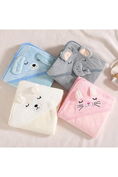 erorex 2Pcs Bamboo Hooded Baby Towel Highly Absorbent Baby Hooded Towel Unique Animal Design Ultra Soft