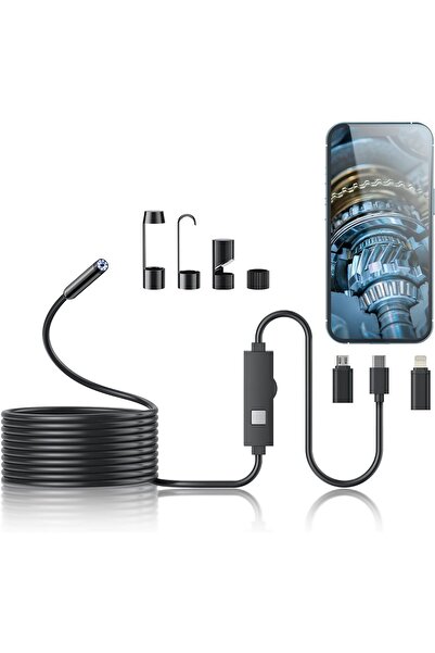 erorex ضوء كاميرا المنظار الداخلي، منظار داخلي عالي الدقة 1920 بكسل، 8 مصابيح LED قابلة للتعديل، منظار داخلي بطول 16.4 قدم، شبه صلب