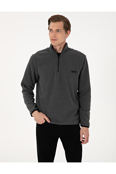 Pierre Cardin Antrasit Regular Fit Yarım Fermuarlı Polar Sweatshirt 50314056-VR006