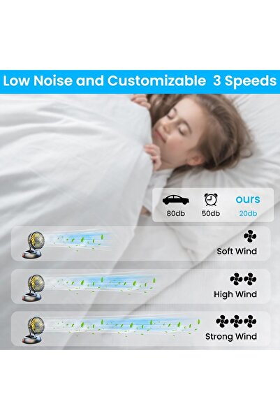 erorex Foldable Car Fan Car Cigarette Lighter 12/24V Car Fan 3-Speed Car Fan Switch 360° Rotatable Design