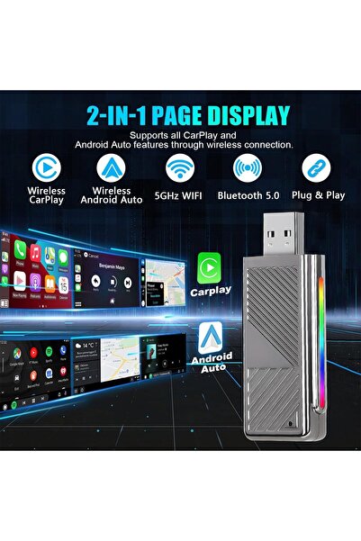 erorex 1 Carplay & Android Auto Wireless Adapter, Plug Play Car Play Wireless Adapter, Convert Wired