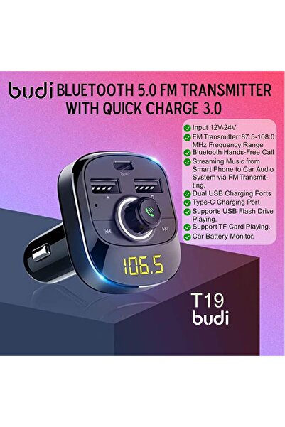 erorex Fm Transmitter Car, Bluetooth 5.0 Car Radio Audio Adapter Qc3.0 Quick Charge, Pd Charge Port, Usb