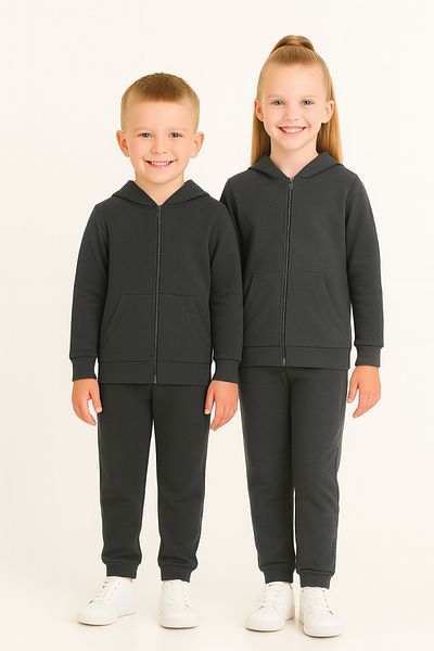 AHENGİM Girls - Boys Basic Zippered School Tracksuit Set Ak0785
