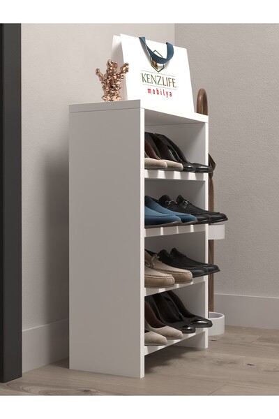 Kenzlife Ayakkabılık Mısri Mat Beyaz Suntalam 065*040*20 Sekiz Çift Ayakkabı Kapasitesi Arkalıksız