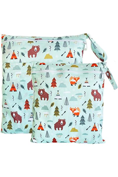 erorex Wetbag Nursery Wet Bag Nappy Bags Swimming Equipment Wet Dry Changing Bag Pack 2 Brown Bear M Pack