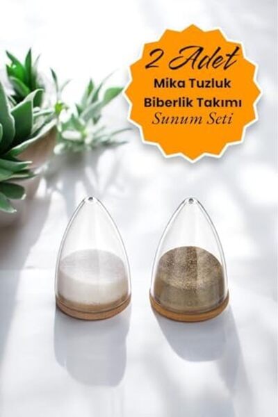 AC BOX Life 2 Pieces Mica Spice Rack Salt Shaker Pepper Shaker Set with Wooden Base and Silicone Cover Mit1153 Ac Box