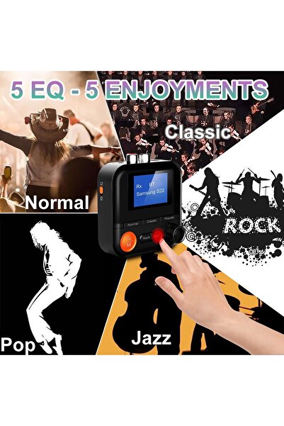 erorex جهاز إرسال واستقبال بلوتوث بشاشة LCD، محول متعدد الاستخدامات 2-1، 5 أوضاع مكافئة، يدعم بطاقة TF،