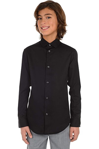 erorex Boys' Long Sleeve Sateen Dress Shirt Style With Buttoned Cuffs & Shirttail Hem