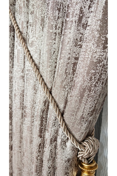 Yuka Panel Background Curtain Coffee Mink Marble Pattern Gray Single Wing 1/3 Tight Pleated Luxury Series Heavy Weight