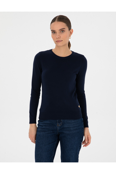 Pierre Cardin Lacivert Slim Fit Bisiklet Yaka Basic Kazak 50315758-VR033