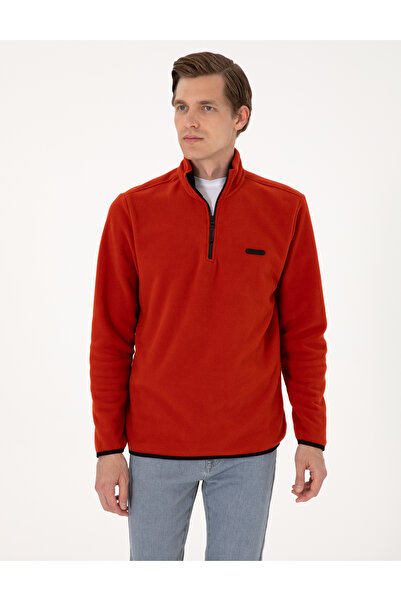 Pierre Cardin Kiremit Regular Fit Yarım Fermuarlı Polar Sweatshirt 50314056-VR040