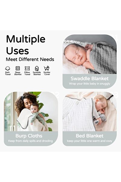 erorex Hooded Baby Towels Newborn 2 Pack 100% Muslin Cotton Baby Bath Towel Hood Babies Infant Toddler