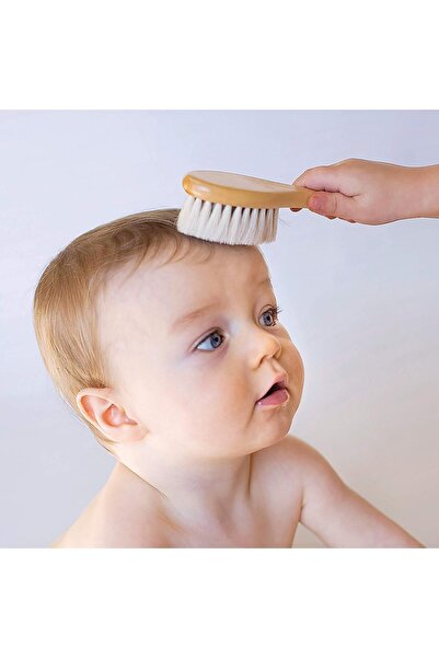 erorex Baby Hair Brush Comb Set Nature Lotus Wood Soft Goat Bristle Pear Wood Comb Newborns & Toddlers