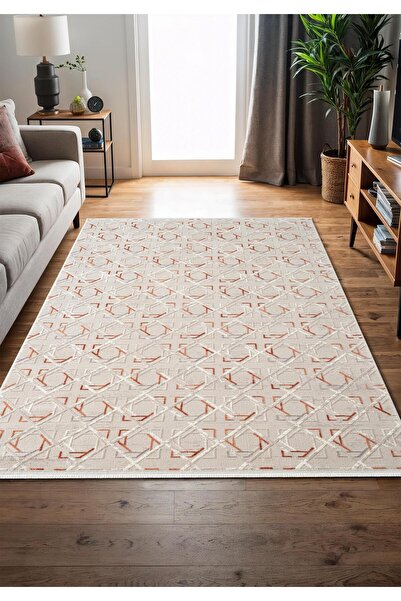 Cotto Home Armada AD006T Gri Halı Pudra Geometrik Detaylı Akrilik Tozu Az Sal...