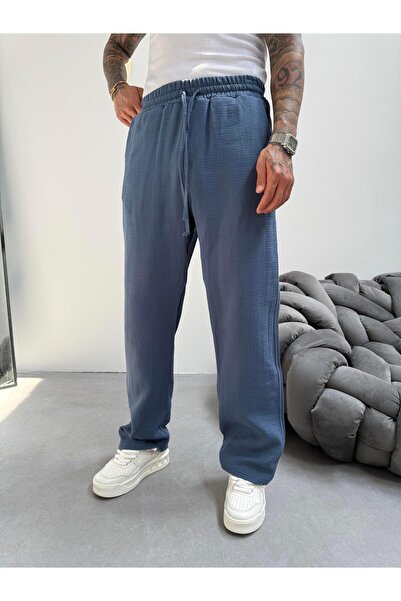 KağanKY Indigo Muslin Fabric Baggy Trousers