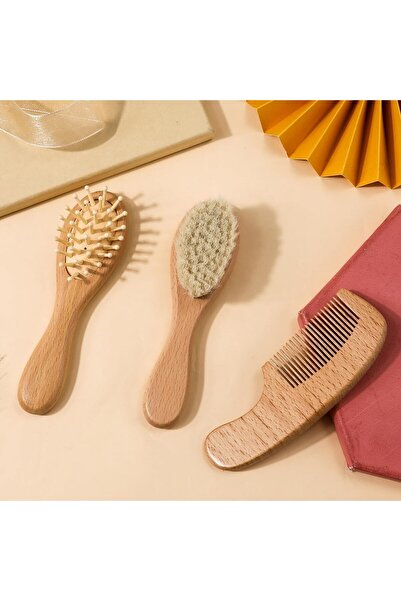 erorex 4Pcs Baby Hair Brush Set Premium Wooden Soft Bristle& Natural For Newborns & Toddlers