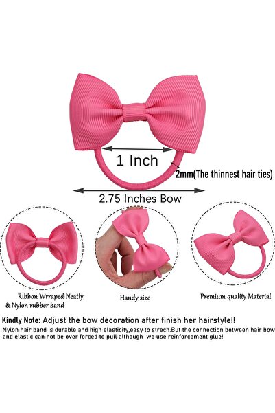 erorex Toddler Hair Accessories 40Pcs 2.75" Elastics Rubber Ribbon Bands Bows Baby Girls Kids & Children