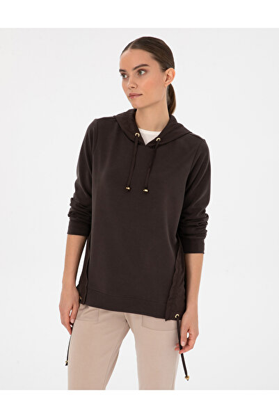 Pierre Cardin Brown Oversize Modal Blend Hooded Sweatshirt 50314041-Vr029