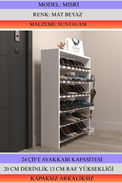 Kenzlife Ayakkabılık Mısri Mat Beyaz Suntalam 095*080*20 Yimidört Çift Ayakka...