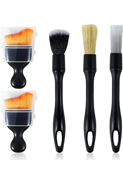 erorex مجموعة فرش تنظيف السيارات، 5 قطع من فرش التنظيف الداخلية الناعمة، فرش تنظيف السيارات ذات الشعيرات الناعمة