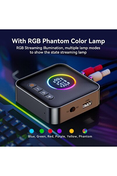 erorex جهاز استقبال وجهاز إرسال صوت بلوتوث 5.4 مُحسّن بتقنية RGB M10 للتلفزيون، ستيريو/مكبرات صوت منزلية، صوت بلوتوث