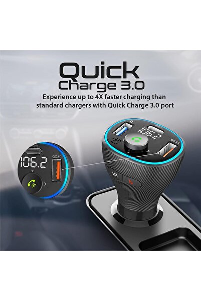 erorex Wireless Fm Transmitter, -Car Bluetooth V5.1 Transmitter Car Kit 20W Usb-C Power Delivery, 18W Qc