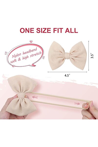 erorex 3Pcs Baby Girls Nylon Headbands Newborn Bows Handmade Hair Bands Accessories Infant Toddlers Kids