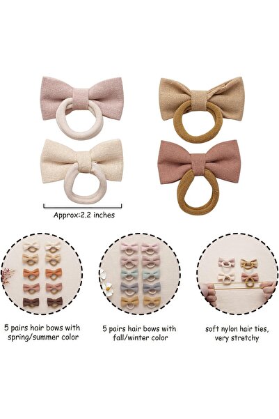 erorex Baby Toddler Girls Hair Ties Linen Bows No Damage Elastic Nylon Hair Bands Ponytail Holders Small
