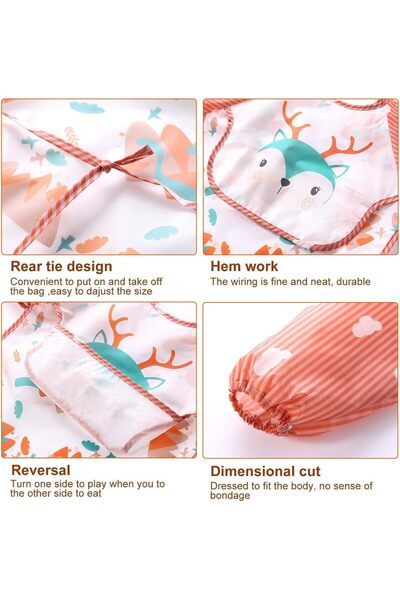 erorex 4Pcs Long Sleeve Baby Bibs Mess Proof Infant Feeding Bibs Food Catcher Waterproof Cute Cartoon