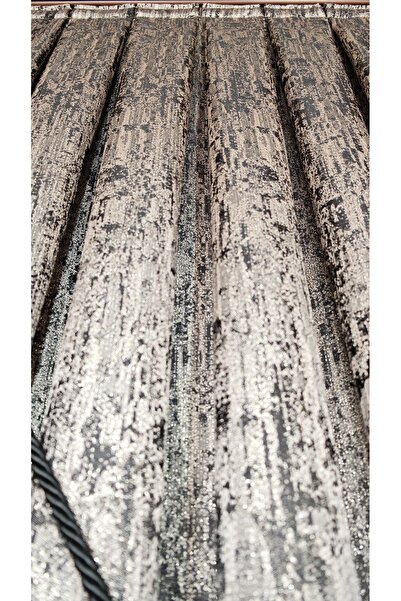 Yuka Panel Background Curtain Black Coffee Marble Pattern Gray Single Wing 1/3 Tight Pleated Luxury Series Heavy Gramage