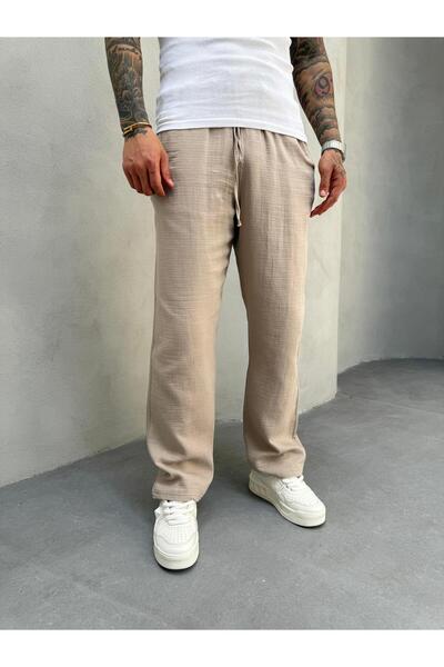 KağanKY Mink Muslin Fabric Baggy Trousers