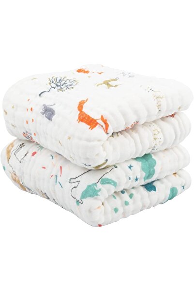 erorex Baby Bath Towel 2 Pack 100% Muslin Cotton Hooded Towel Newborn Toddler Infant Absorbent &