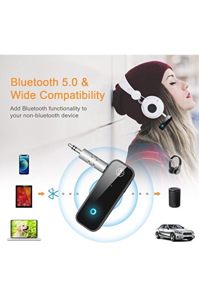 erorex Bluetooth 5.0 Receiver Car, Noise Canceling Bluetooth Aux Adapter, 3.5Mm Jack Aux Reciever, 2--1