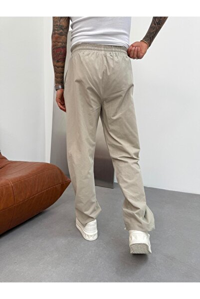 KağanKY Παντελόνι με φαρδύ λινό γκρι χρώμα