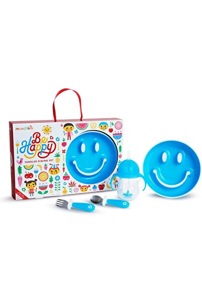 erorex Be Happy Toddler Feeding Supplies Gift Set Includes Happy Face Suction Plate Straw Cup Utensil Set