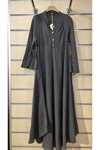 Park Moda Long Linen Dress with False Cut Pleats