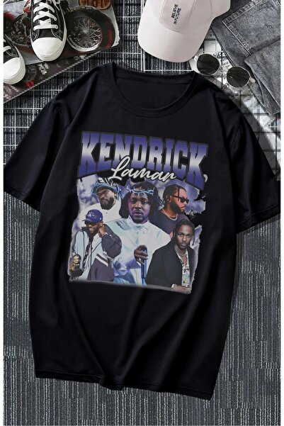 Fuddy Moda تي شيرت كيندريك لامار مكتوب للجنسين، تي شيرت كبير الحجم بطابع مغني...