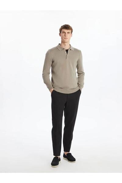 LC Waikiki Southblue Polo Collar Men's Knitwear Sweater (W5)
