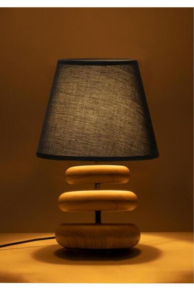 Art&Gift Decorative Lampshade with Afro Solid Wood Legs and Black Fabric Hat