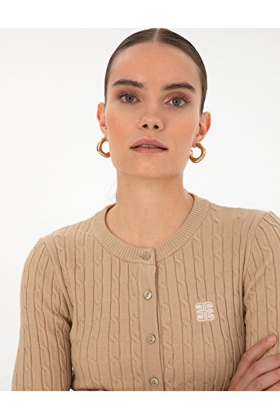 Pierre Cardin Beige Melange Ex. Slim Fit Knitwear Cardigan 50317064-Vr156