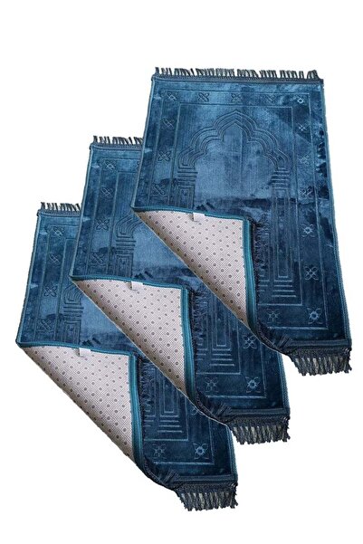 Generic 3 Pieces Islamic Prayer Mat 120x80 Blue Color
