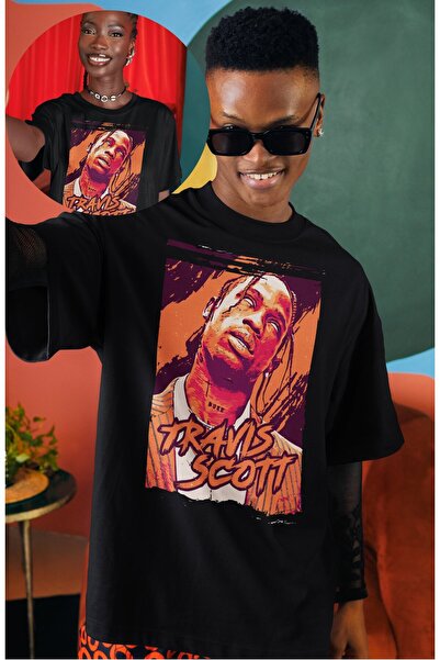 Fuddy Moda تي شيرت ترافيس سكوت مكتوب للجنسين، تي شيرت برقبة دائرية كبير الحجم...