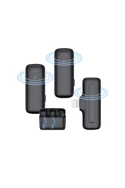 OEM Set 2 Microfoane Lavaliera Wireless cu carcasa de incarcare, Plug & Play, functie de anulare a zgomo