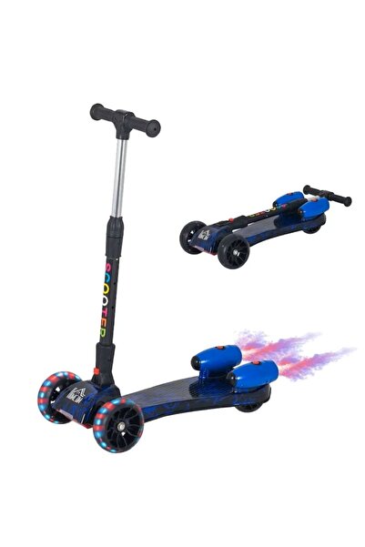 EMATTEIRO Trotinetă pentru Copii cu 3 Roți, Ajustabilă, Pliabilă cu Lumini LE...