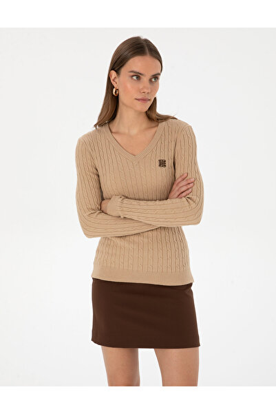 Pierre Cardin Beige Melange Ex. Slim Fit Basic Sweater 50317062-Vr156