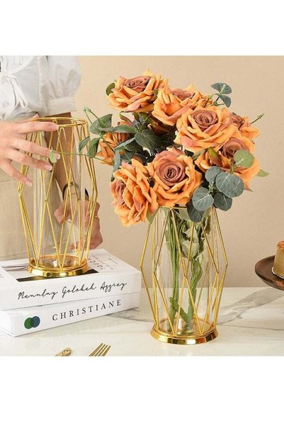 Generic Iron Art Glass Vase, Stylish and Modern Home Decor