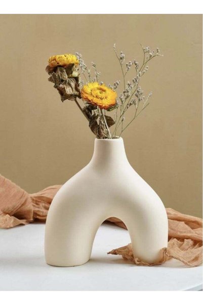 Generic 1-Piece Modern Simplicity Ceramic Frosted Vase Decorative Vase Off-Wh...